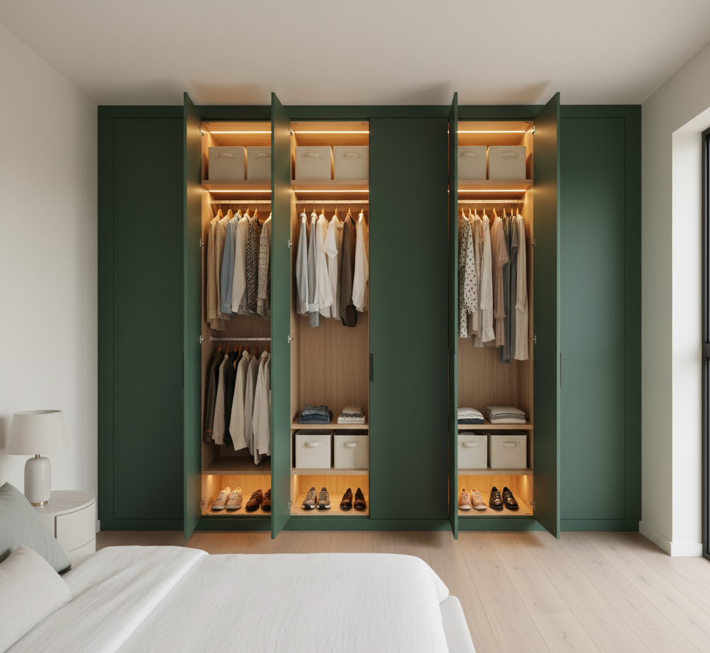 Armario empotrado abatible con tiradores integrados