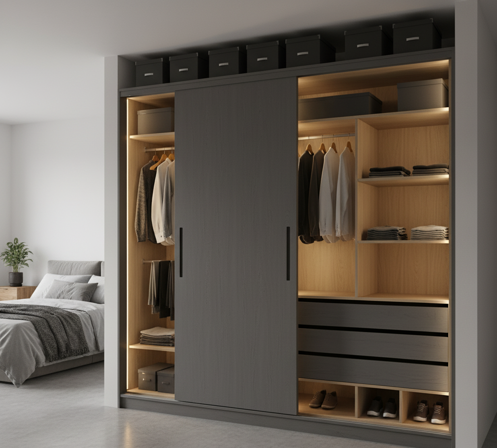 Armario empotrado corredero con LED cálido en Valencia